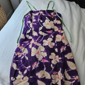 NWT Zara purple floral mini linen blend dress - size medium